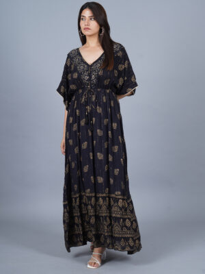 Latest Long Black Kaftan Dress