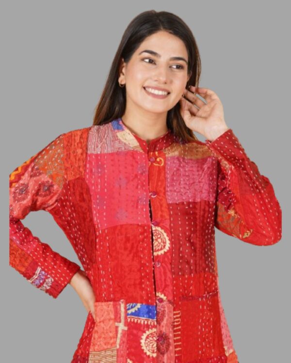 Recycled Silk Patchwork kantha Handmade Jacket