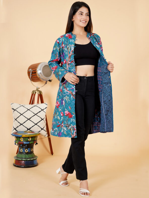 Stylish Long Cotton Quilted Printed Handmade jackets